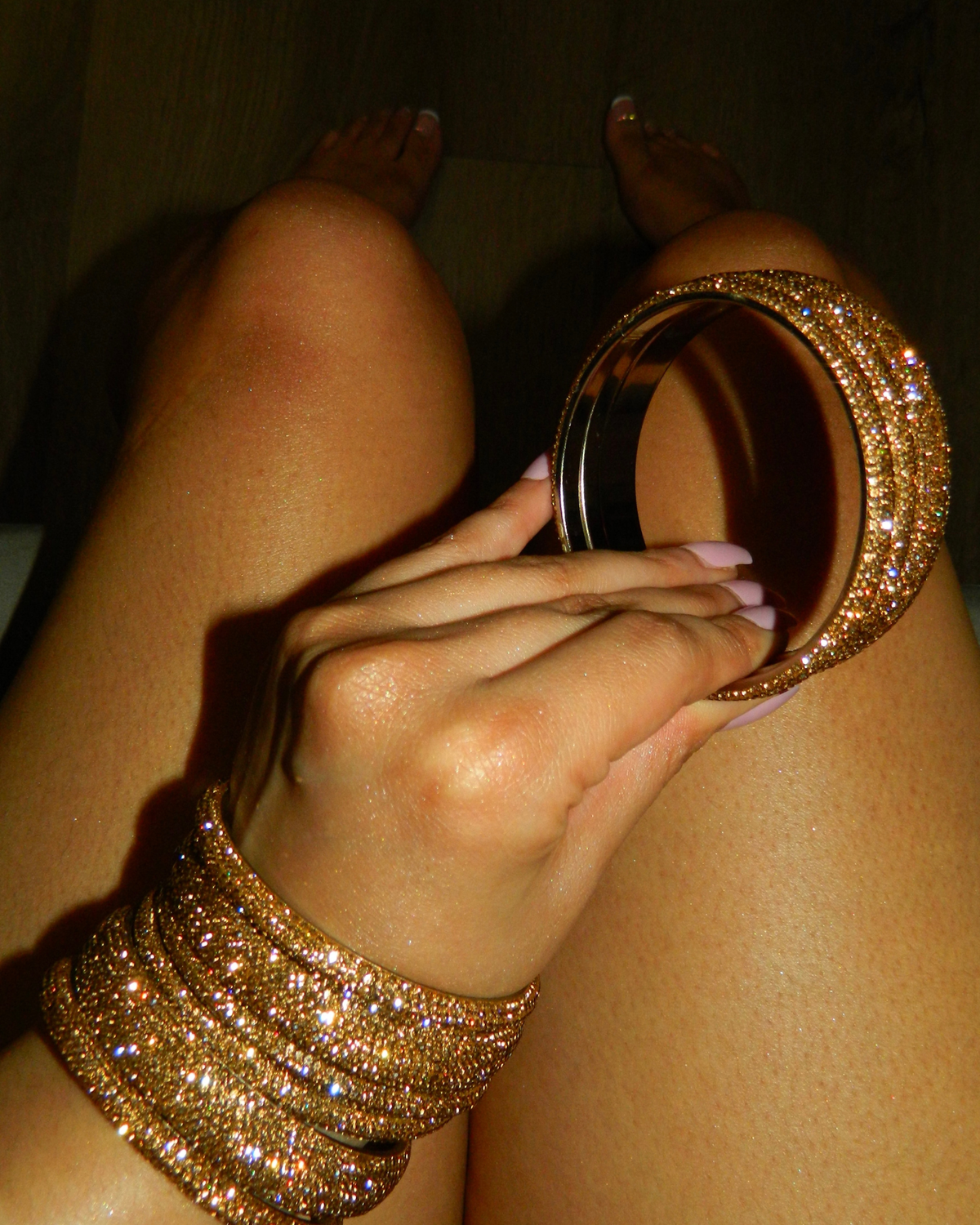 Gold Crystal Bangles