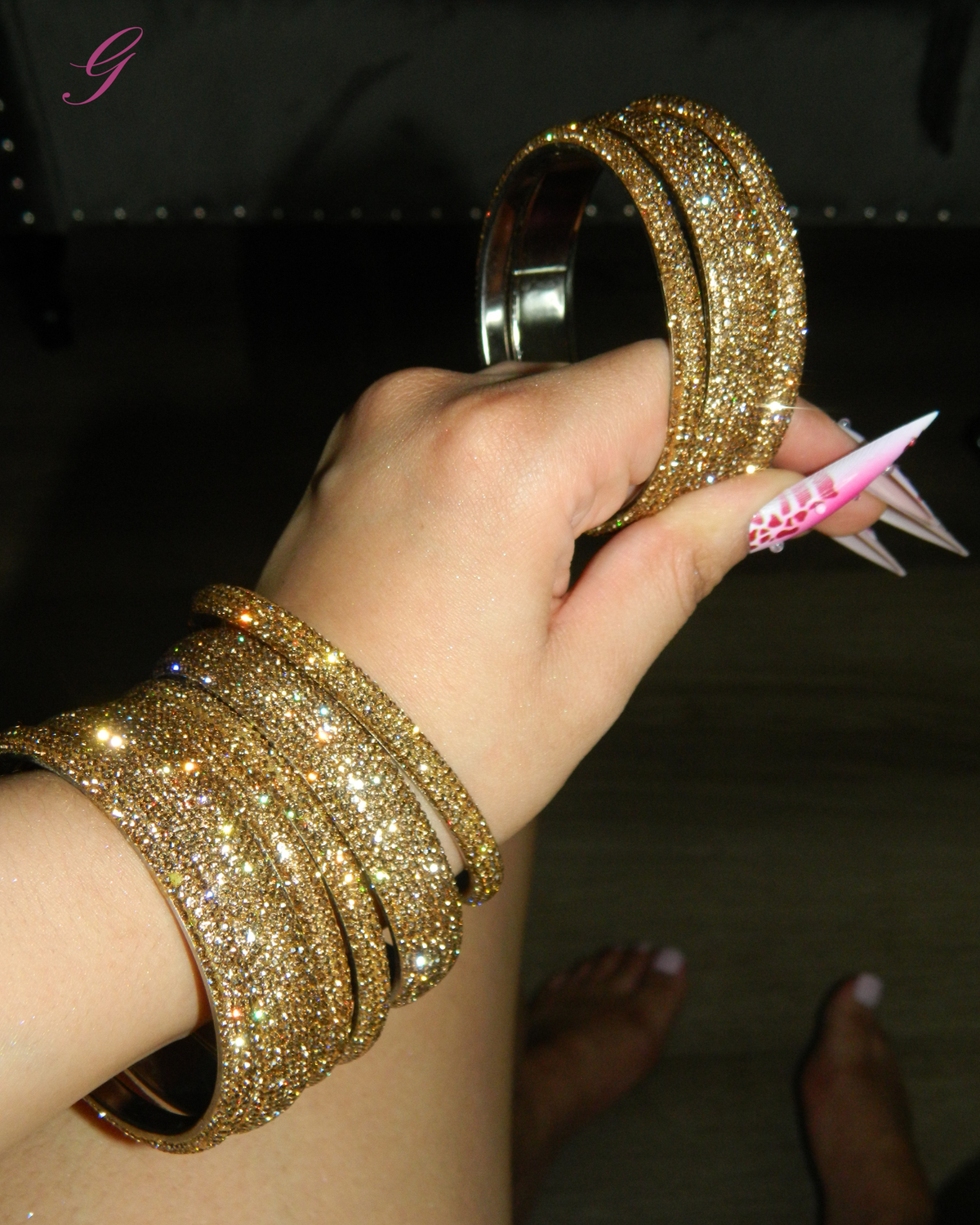 Gold Crystal Bangles