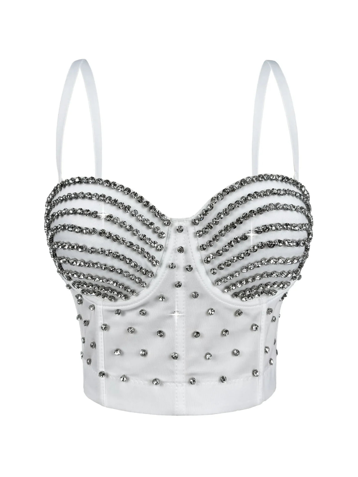 The Stardust Prism Siren – Embroidered Diamond Bustier Corset Crop Top