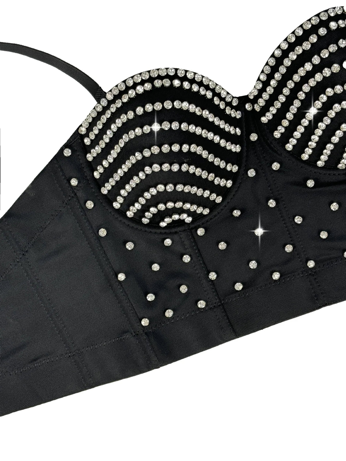 The Stardust Prism Siren – Embroidered Diamond Bustier Corset Crop Top