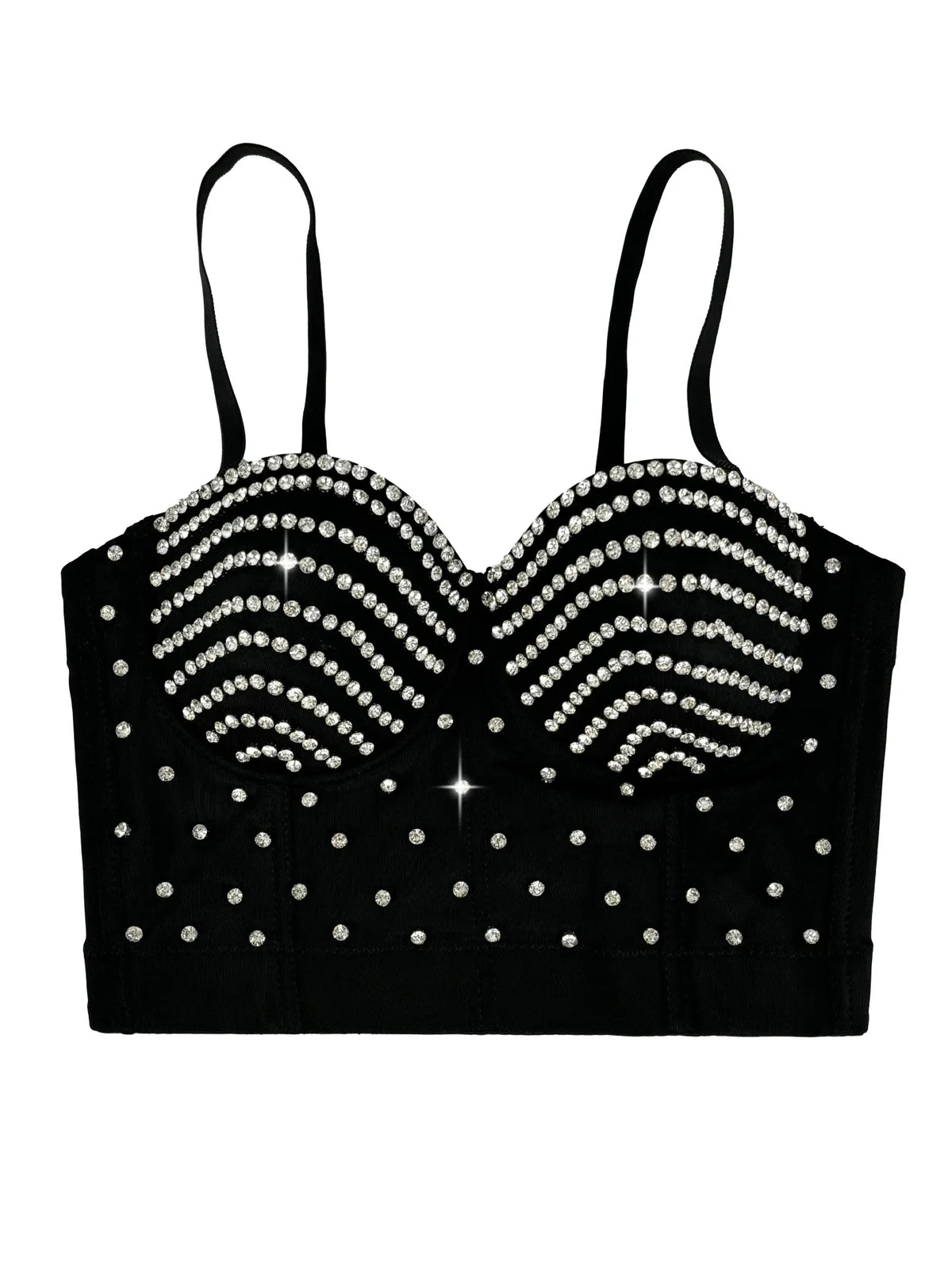 The Stardust Prism Siren – Embroidered Diamond Bustier Corset Crop Top