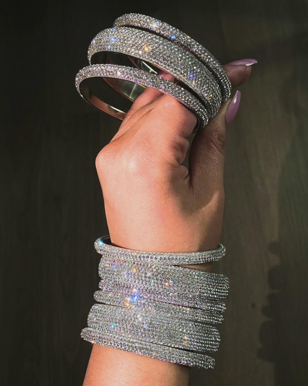 Silver Crystal Bangles