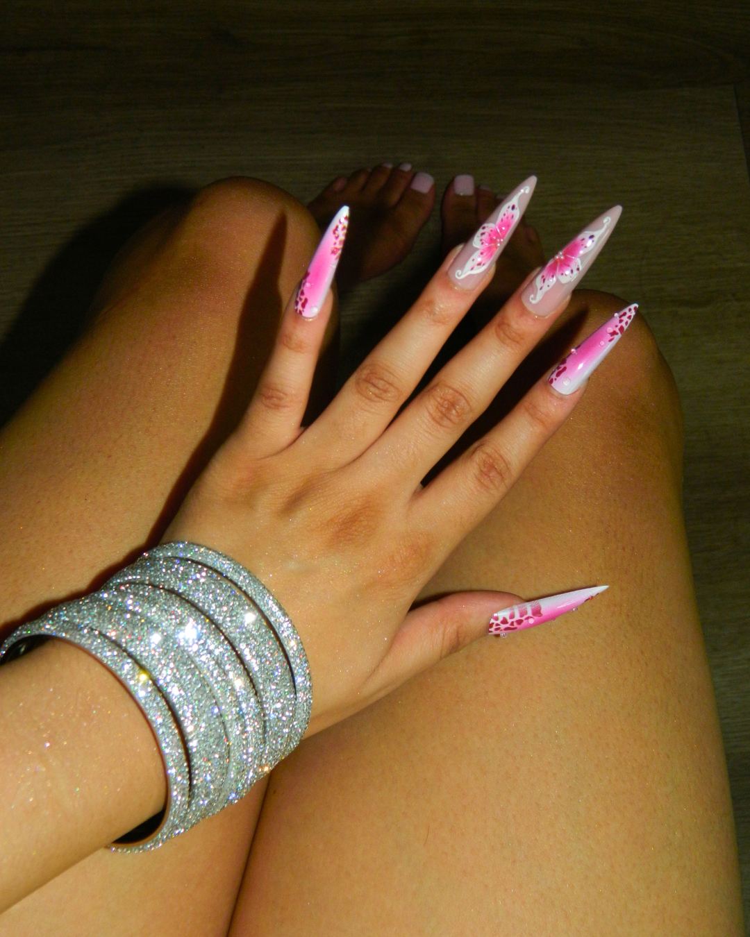 Silver Crystal Bangles